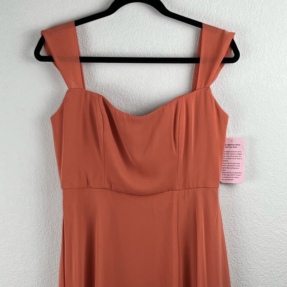 After Six Terracotta Off Shoulder Basque Neck Maxi Dress Evening Gown 8 NWT - Picture 7 of 15